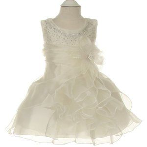 Cascading Rhinestone Organza Girl Dress